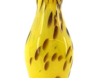 Vintage Yellow Royal Ore Glass Art Vase
