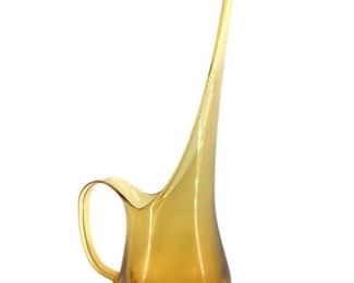 Vintage Amber Art Glass Pulled Spout Pitcher
