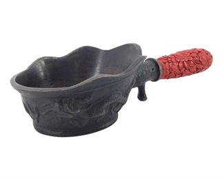 Antique Chinese Cinnabar Handle Silk Iron
