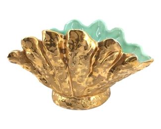 24K Gold Gilded Ceramic Shell Dish

