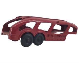 Vintage Red Hubley Transport Cast Iron Toy Car
