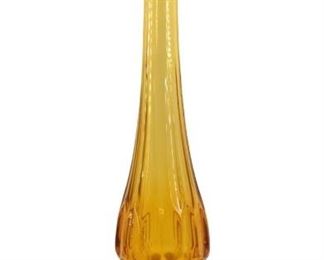 Fenton Footed Amber Art Glass Vase
