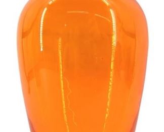 Vibrant Orange Art Glass Vase
