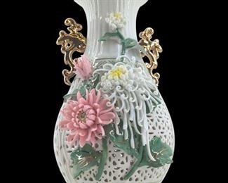 Vintage Chinese Pierced Porcelain Vase
