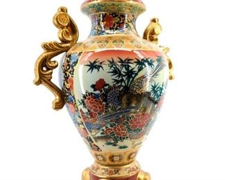 Large Japanese Painted Ceramic Urn
