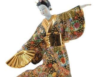 Vintage Satsuma Style Porcelain Geisha Sculpture
