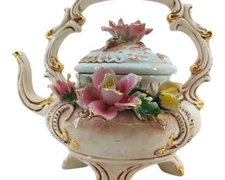 Hand Painted Italian Capodimonte Ceramic Teapot
