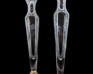 2pc Sterling Weighted Base Art Glass Vases
