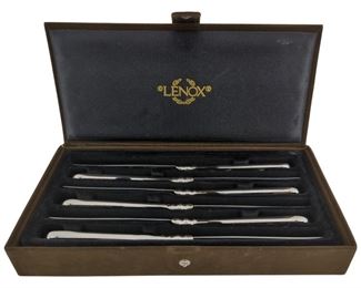 6pc Vintage Lenox Stainless Steel Knives in Case
