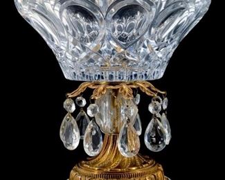 Crystal and Brass Footed Bowl on Marble Base

