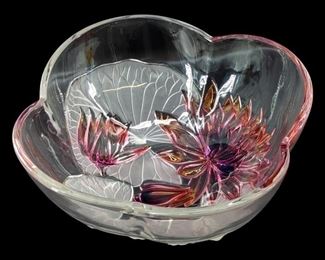Frosted & Tinted Floral Crystal Bowl

