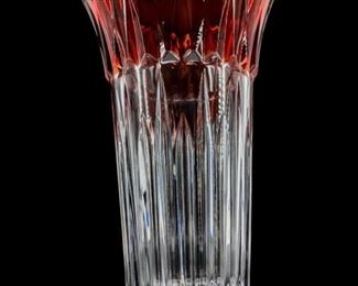 Vintage Red Rimmed Crystal Vase
