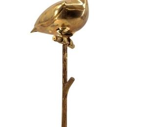 Vintage Indian Brass Perched Bird Sculpture
