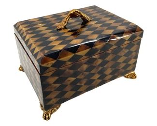 Maitland Smith Harlequin Brass/Penshell Inlaid Box
