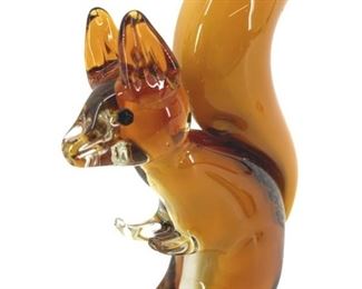Vintage Hand Blown Art Glass Squirrel Paperweight
