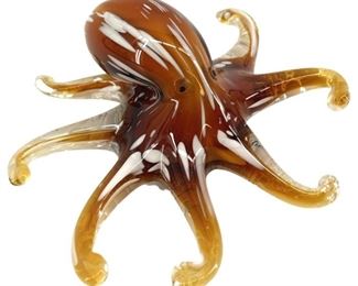 Vintage Hand Blown Art Glass Octopus Paperweight
