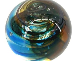 Vintage Art Glass Spherical Paperweight
