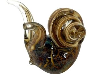 Vintage Hand Blown Art Glass Snail Paperweight
