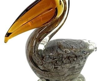 Hand Blown Pelican Art Glass Paperweight
