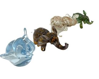 4pc. Vintage Art Glass Elephant Figurines
