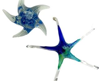 2pc. Hand Blown Starfish Glass Paperweights
