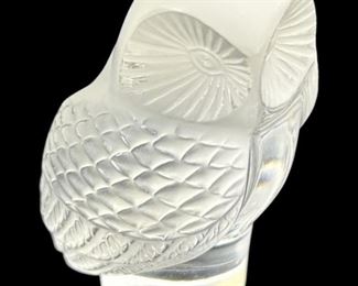 French Frosted Glass Owl Paperweight
