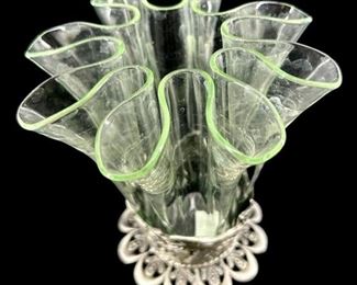 Ruffled Glass and Silver Mini Vase
