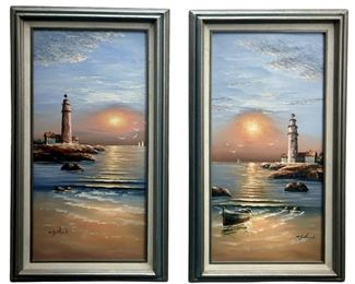 2pc. Signed M. Gartland Oil on Canvases
