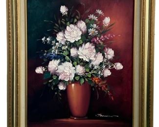 Signed Johnson Floral Oil on Canvas
