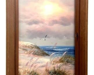 Signed Peterson Ocean Landscape Oil on Canvas

