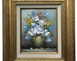 Signed Floral A. Robinson Oil on Panel
