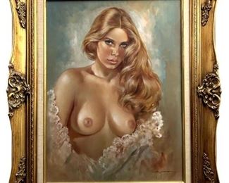 Signed Leo Jansen Nude Portrait Oil On Canvas
