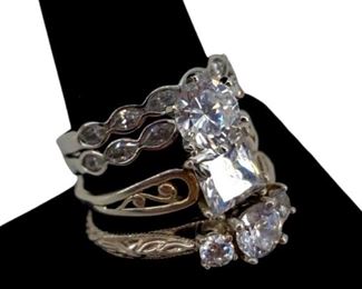 3pc. Sterling Silver & Faux Stone Rings
