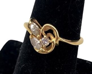 14k Gold & Faux Diamond Ring

