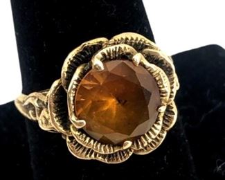 10k Gold & Orange Sapphire Rose Ring
