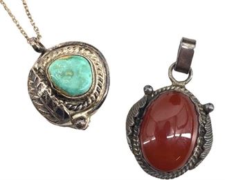 2pc. Silver & Precious Stone Necklace/Pendant
