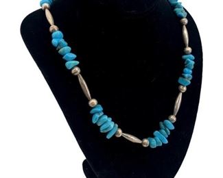Native American Silver & Turquoise Necklace
