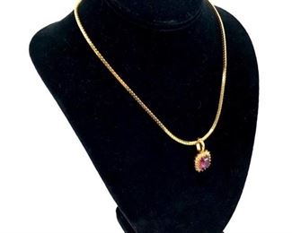 Vintage Gold Toned & Faux Stone Necklace
