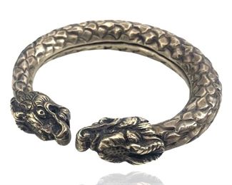 Native American Silver Chinese Dragon Bracelet
