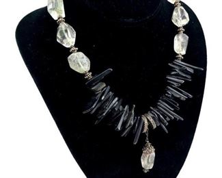Vintage Quartz & Native American Silver Necklace

