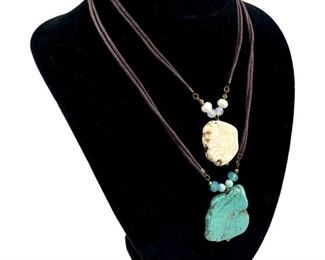2pc. Buffalo Turquoise & Turquoise Necklaces

