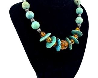 Alejandro Turquoise & Art Glass Beaded Necklace
