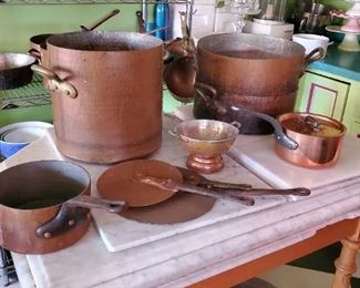 French copper pans vintage. The owner cooked using them with Julia Child 