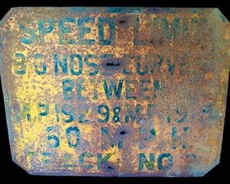 1930-40's New York Central Railroad Speed Sign Mile Marker 192.9 & 191.1  Big Nose Curve (Near Yost, NY) 
