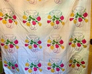 Antique Flower Pattern Quilt