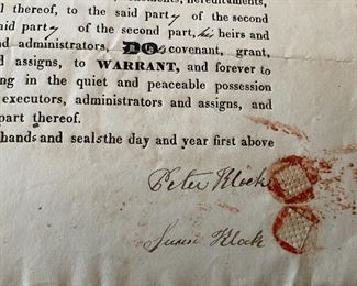 1834 Land Grant from Peter and Susan Klock to John Klock