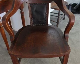 Antique Office Chair- Learher Back