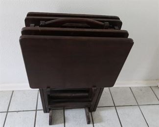 Set of 4 Wooden TV Trays 