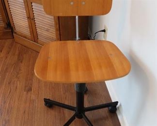 Wooden Midcentury Rolling Office Chair 