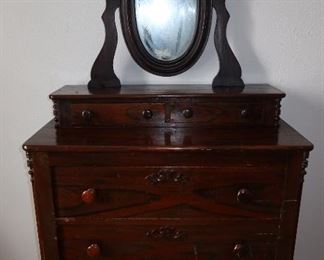 Antique Dresser with Glove Boxes and Mirror 
